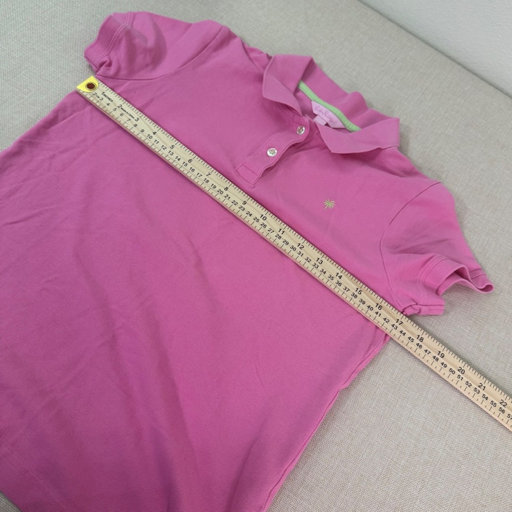 Lilly Pulitzer Womens Pink Pima Cotton Palm Tree Logo Polo Shirt Size M - Picture 3 of 7